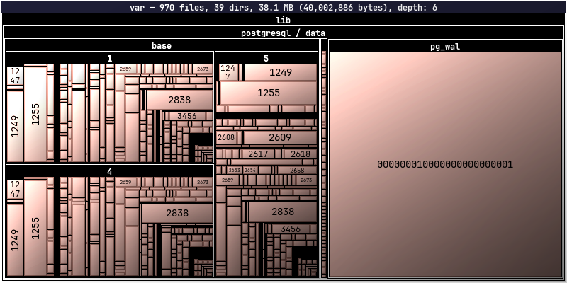 Postgres pod /var treemap